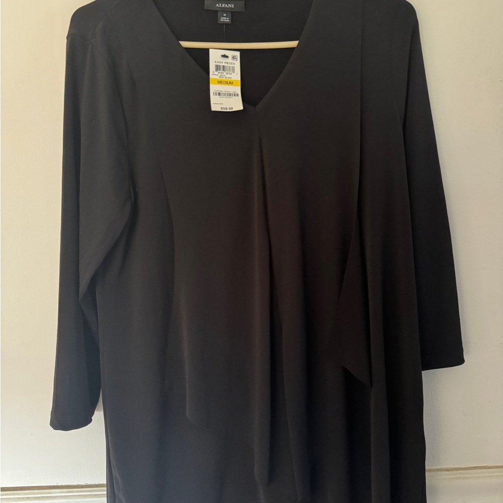 Black V-Neck Long Sleeve Top